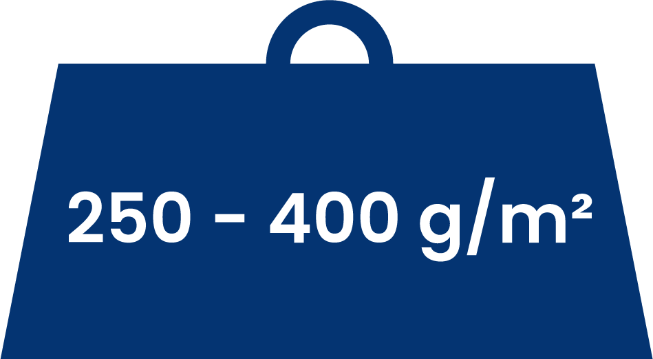 Darstellung von Grammaturen von 250g bis 400g