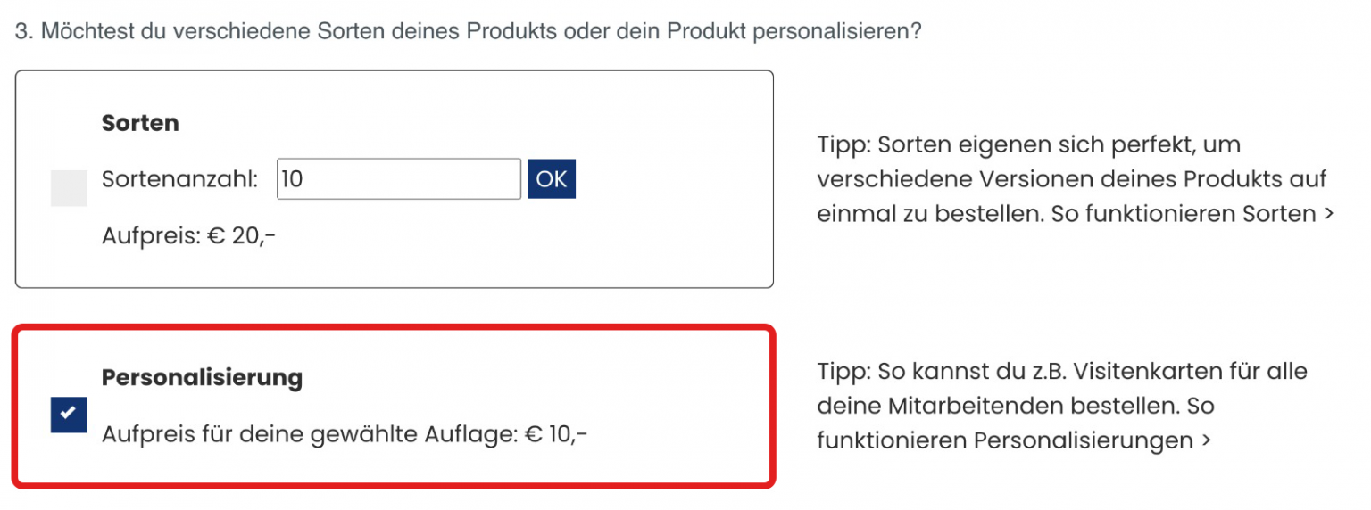 Screenshot wo man Personalisierung einschaltet