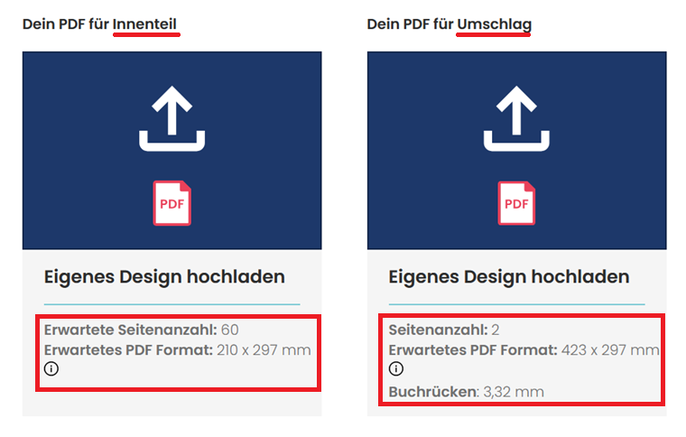 Online-Shop Ausschnitt von PDF Upload-Feld