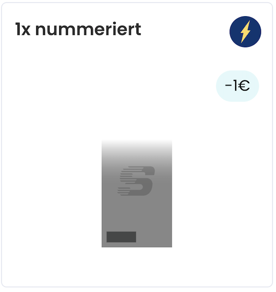 Screenshot vom Konfigurator, zeigt die Option '1x nummeriert' für Eintrittskarten