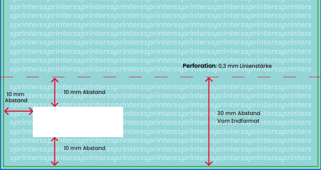 Screenshot, wie Preforierung in der Druckdatei ausschaut