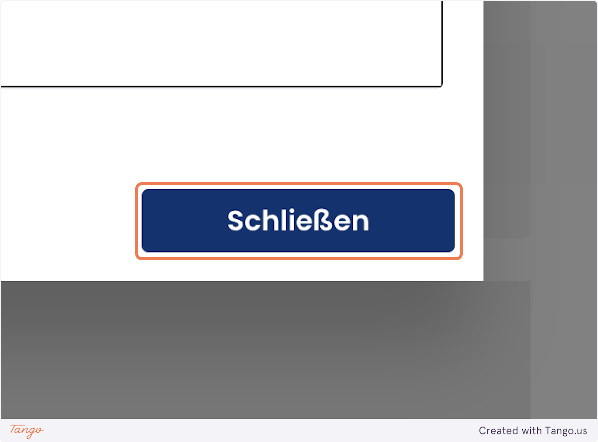 Screenshot von dem 'Schließen'-Button