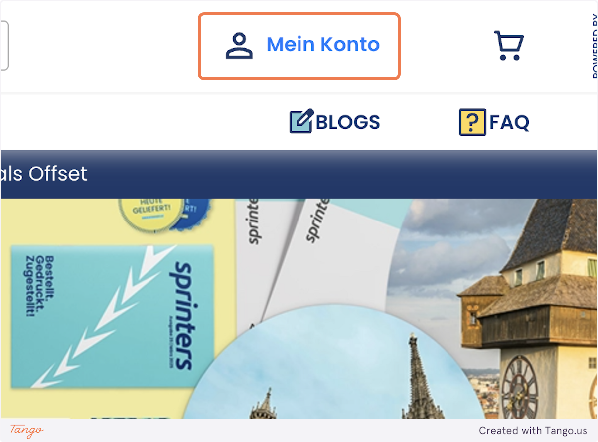 Screenshot vom 'Mein Konto'-Button